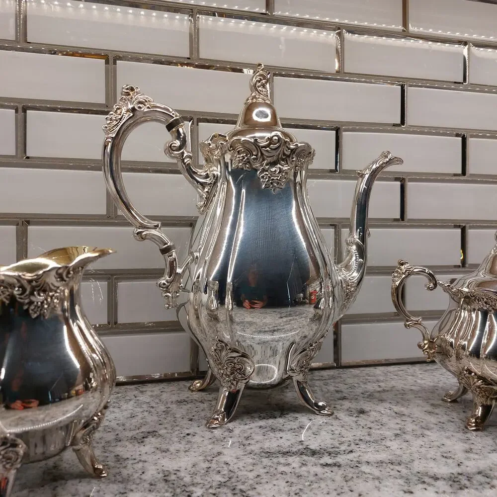Wallace Baroque Silverplate Coffee Tea Pot Set Sugar Creamer 282 283 284 Ornate